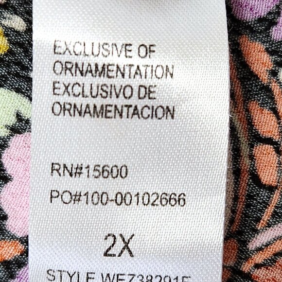 Democracy Split V-Neck Floral Print Blouse Short Flutter Sleeves and Side Sz 2X - Picture 12 of 16